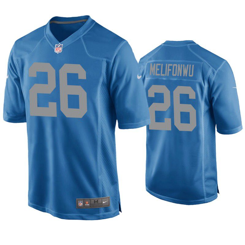 Men Detroit Lions 26 Ifeatu Melifonwu Nike Blue Game Throwback NFL Jersey